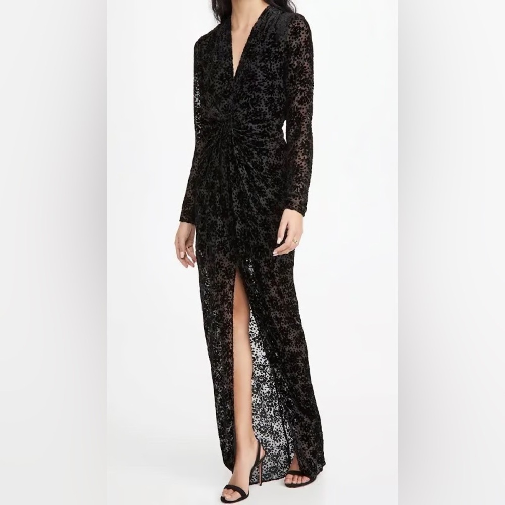 Veronica Beard Ruthie Dress Black Velvet Flocked Gown Size 4